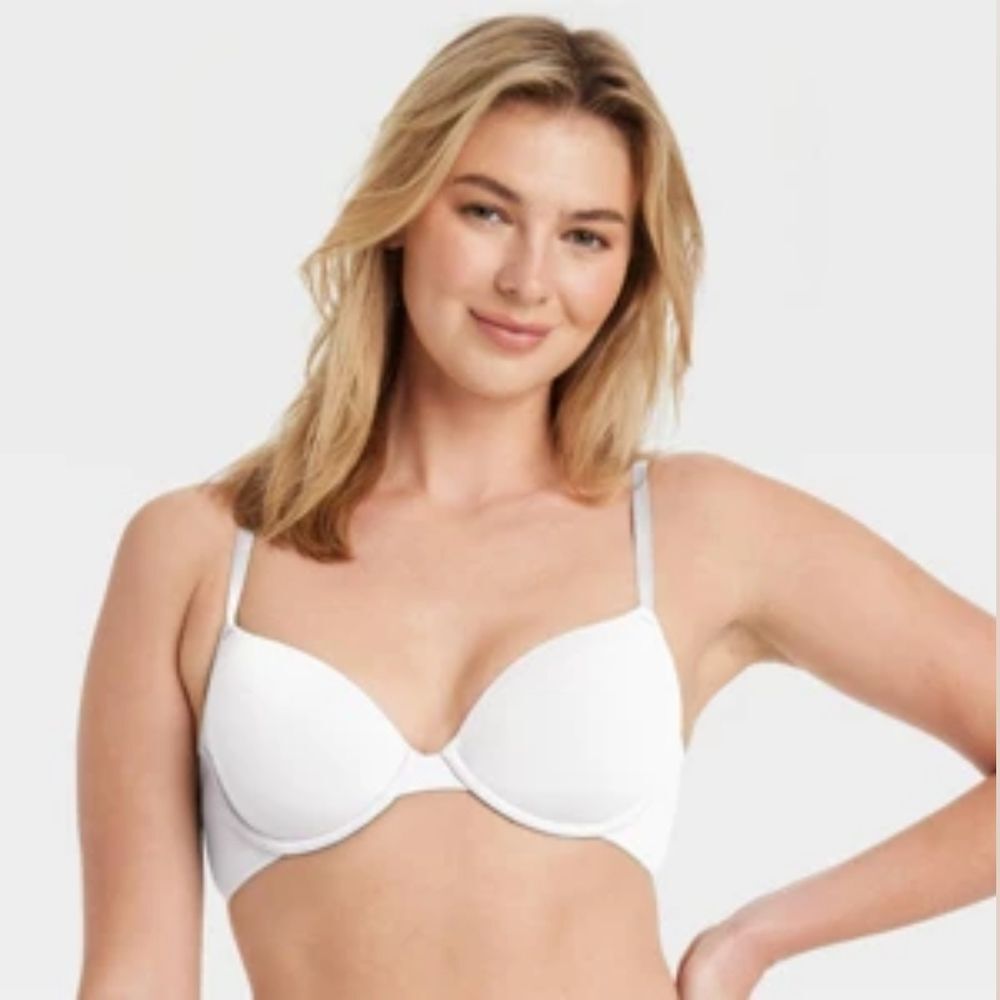 Auden White Demi Coverage Lightly Lined T-shirt Bra, Sz 34B